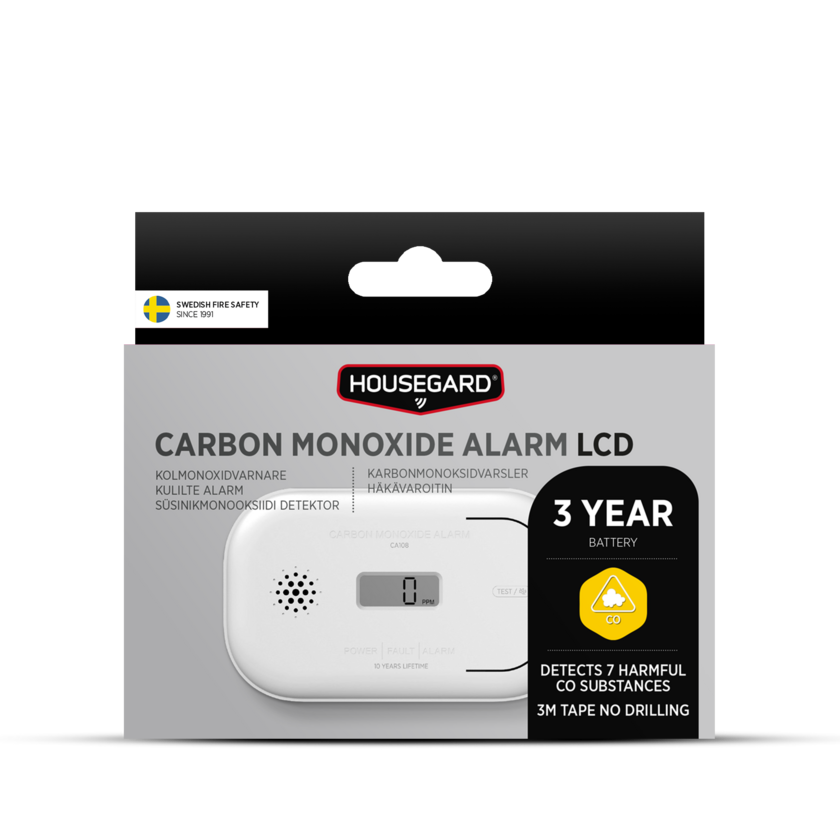Kolmonoxidlarm med LCD Housegard