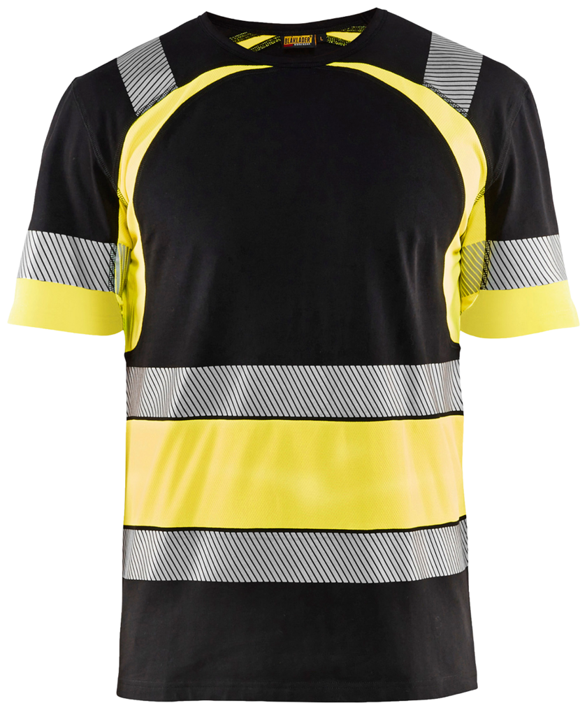 Varsel-T-Shirt Svart/Varselgul 4XL