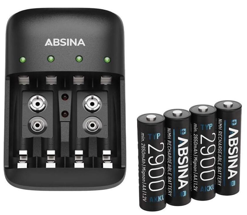 Absina batteriladdare inkl. 4x AA 2900