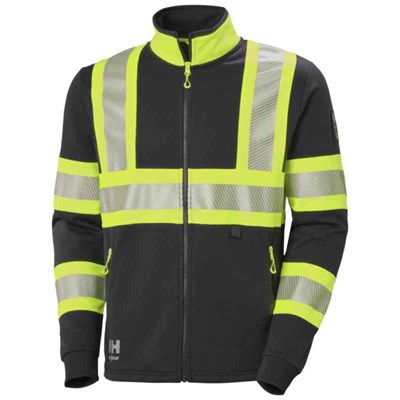 SWEATSHIRT HELZIP ICU KL1 VARSEL GUL/SVART S
