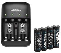 Absina batteriladdare inkl. 4x AA 2900