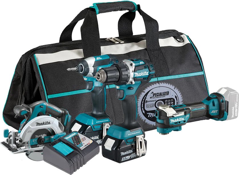 KOMBOKIT DLX4197TX1 MAKITA 18V 4MASKIN 2X5AH DC18RC VÄSKA