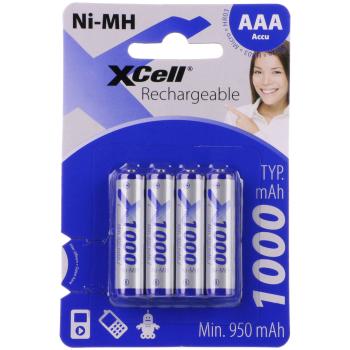 Batteri NiMH laddningsbart AAA 1000 4-pack Xcell