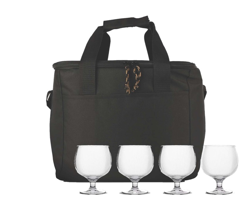 Kylväska svart + 4 glas Billi