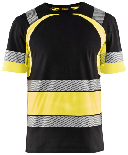 Varsel-T-Shirt Svart/Varselgul 4XL