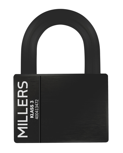 HÄNGLÅS MILLERS KLASS 3 SVART 70MM