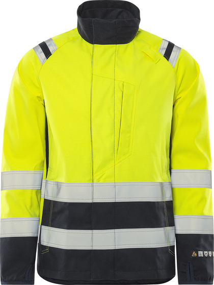 SOFTSHELLJACKA FLAM 4016 FSS VARSEL GUL/MARINBLÅ STL L
