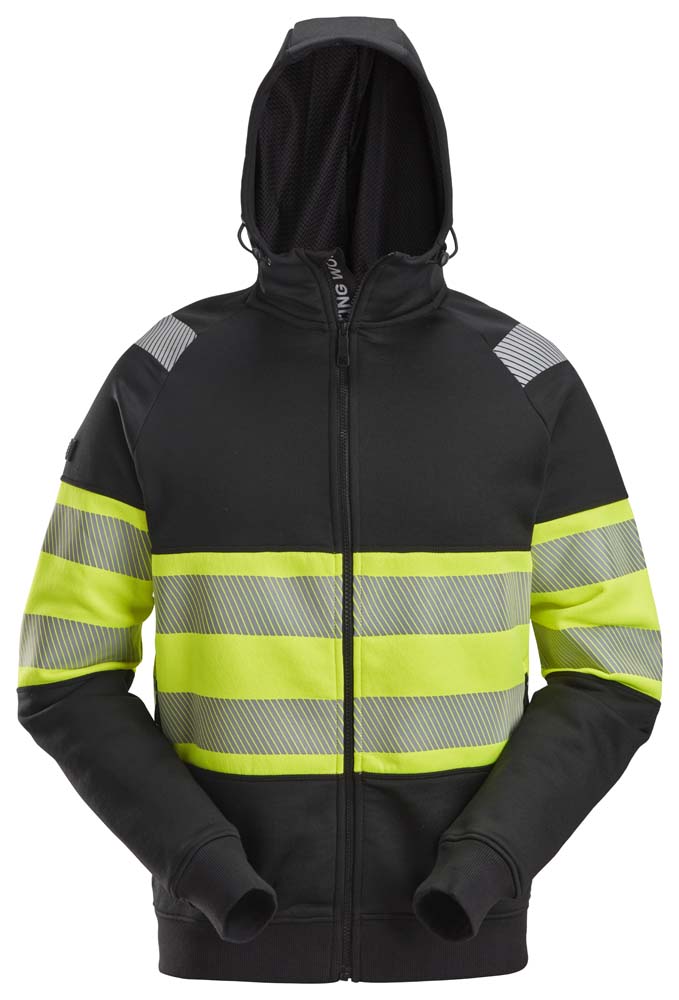 Huvtröja Hel ZIp KL 1 SVART/VA RSELGUL STL: XXL